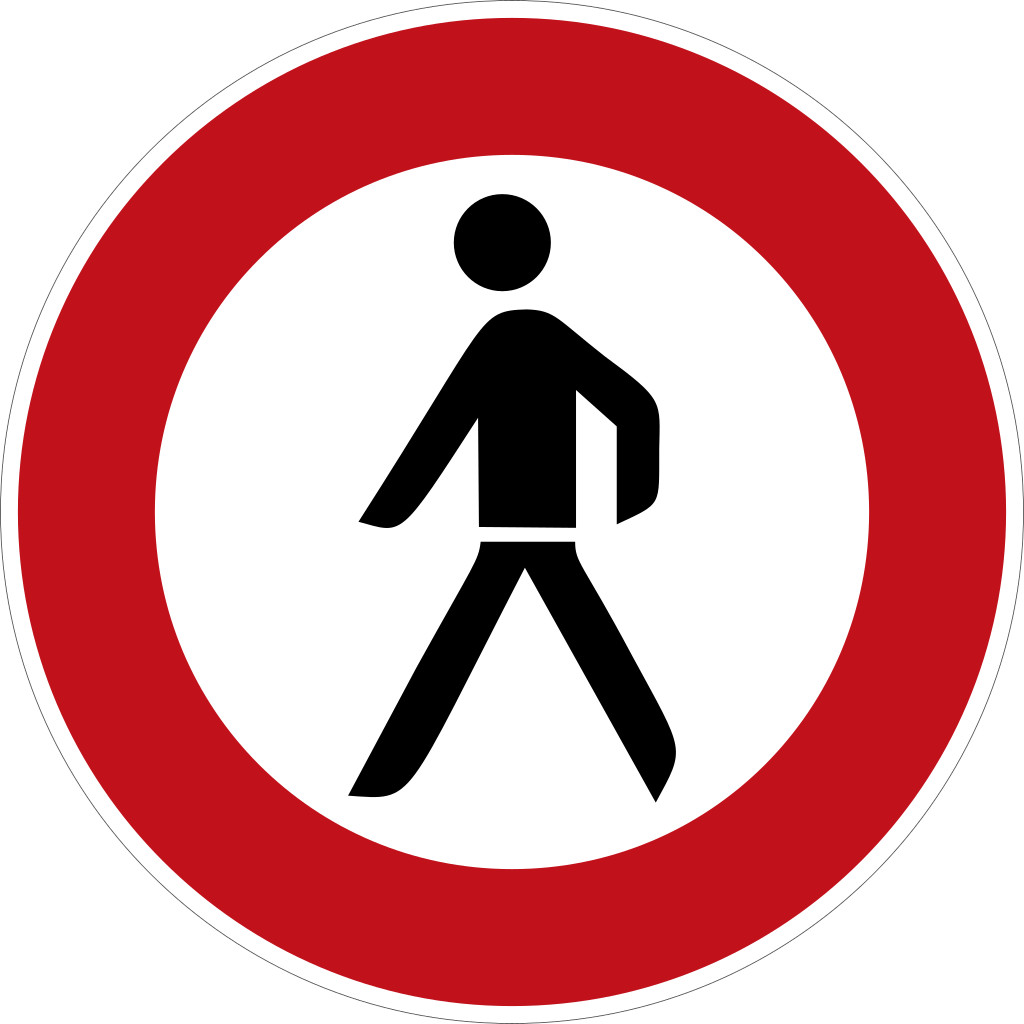 Straßenschild Verbot für Fußgänger alu rund 40, rückstrahlend Klasse 1